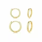 CERSLIMO Ohrringe Gold Creolen Silber 925 set 10mm 12mm Vergoldet Schmuck Valentinstag Geburstag Klein Geschenke für Damen Herren Mädchen Frauen Männer Beste Freundin Schwester Freunde