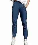 Boyzn Damen Elastische High Waisted Lounge Hose, UPF 50+ Sonnenschutzhose, Leichte Athletic Hose Navy-2XL