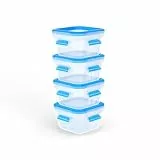 Emsa Clip & Close kleines Lunch-Set, 4x Frischhaltedosen mit 0,2 Liter, 100% dicht/gefrierfest/mikrowellensicher, zertifiziert für Babynahrung, spülmaschinenfest, made in Germany, Blau, N1033700