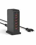 POANES 6 Port USB Ladestation 50W USB Ladegerät Mehrfach USB-C Handy Netzteil Mehrfachstecker Charging Station für iPhone iPad iPod Samsung Huawei LG Nexus HTC Nokia Motorola