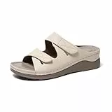 Yeeteepot Sandalen Damen Keilabsatz Sandaletten Plateau Hausschuhe Klettverschluss Keilsandalen Elegante Pantoletten Strandsandalen Beige 37 EU