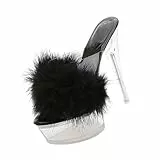 Holibanna Flauschige Sandalen Damen High Heel Pantoffeln Sexy Mules Mit Dünner Ferse Leicht Zum Anziehen Für Sommer Party
