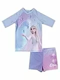 United Labels Disney Die Eiskönigin Badeanzug zweiteilig UV Schutz 30 für Mädchen, ELSA, Lila, 134/140, Bademode Kinder mit Shirt und Badehose, Badebekleidung