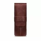 Londo Echtleder Stift- und Bleistiftetui mit Umklapp-Flap, Schreibwaren Tasche – Zwei Fächer