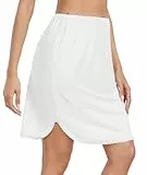 Wikoan Unterrock Kurz Weich Unterröcke für Damen Knielang Halbrock Petticoat Kleid Elegantes Spitze Rock Unterkleid Weiß M