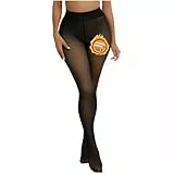 Sumvov Strumpfhosen Damen Winter S/M/L, Thermo Strumpfhose gefüttert, Gefälschte Durchscheinend Plüschstrümpfe Pantyhose Wärmende Fleece Strumpfhose (Schwarz-Dickem Fleecefutter, L)