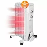 Clatronic® Ölradiator | Effiziente mobile Heizung | elektrische Heizung mit 7 Rippen | Radiator mit 3 Leistungsstufen | Slimline Heizkörper | bis zu 30qm | 1500 Watt | RA 3735