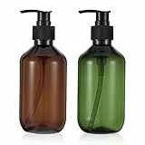 YUXIANLB 2er Set Vintage Pumpspender Flaschen Hochwertige Leere Spenderflaschen für Flüssigseife Shampoo Duschgel Elegante Seifenspender für Spülmittel Handseife Badezimmer Wiederverwendbare Spender