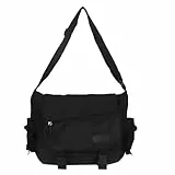 Itkcozcg Modische Handtasche für Damen und Herren, koreanisches Nylon, Umhängetasche, modisch, einfarbig, Kuriertasche mit Schnalle, großes Fassungsvermögen, Schwarz , 30*25*10