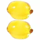 Amosfun 2stücke Glas Zitronen Skulpturen Kristall Früchte Figuren Tisch Dekorationen Künstliche Obstornamente Realistische Frucht Deko Für Küche Und Home