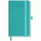 BEZEND Taschenkalender 2026 Klein 15,5 x 9 cm | Kalender 2026 Buchkalender 1 Woche 2 Seiten | Terminplaner 2026 Wochenplaner A6 mit Stiftschlaufe & PU-Leder Hardcover - Türkis