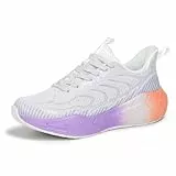 Hawkwell Cloud Zero Active Cushion für Damen, atmungsaktive Wanderschuhe, Tennisschuhe, leicht, rutschfest, modische Sneakers, Weiß/Violett, EU 39