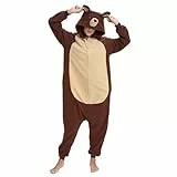 LABULA Onesie Tier Erwachsene Unisex Tieroutfit Cosplay Pyjamas Karneval kostüm,Braunbär,M
