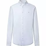 Hackett London Herren Washed Oxford Hemd, Weiß (Weiß), L