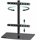 ONKRON TV Standfuss für 32-75 Zoll Fernseher bis 40 kg, universal TV Ständer höhenverstellbar schwenkbar, Fernsehständer max VESA 400x400, Standfuß Fernseher aus gehärtetem Glas Schwarz PT3-B