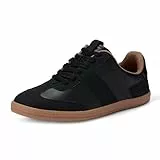 Amazon Essentials Damen Niedriger Retro-Sneaker, Kunstleder und Kunstwildleder, Schwarz, 39 EU