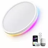 LuminexDesigns LED Deckenleuchte Dimmbar Smart - Deckenlampe Flach RGB Hintergrund WIFI APP Fernbedienung Sprachsteuerung kompatibel Alexa & Google Assistant für Wohnzimmer Schlafzimmer OVIA LA24