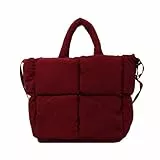 HAWILL Gesteppte Tasche Große Puffer Bag Damen Umhängetasche Stepptasche Bag Leicht Hobo Down Hobo Bag Handtasche Damen Shopper Tragetasche Gross Frauen (Rot)