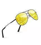 wearPro nachtsichtbrille,nachtfahrbrille,nachtbrille zum autofahren,nachtfahrbrille herren,nachtsichtbrille für autofahrer,Polarisiert pilotenbrille Herren und Damen UV400 nacht brille auto-Schwarz