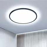 OTREN LED Deckenleuchte Deckenlampe Flach: Rund 6500K Badezimmer für Küche Wohnzimmer Flur, 30CM 36W, Schwarz