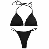 Damen Bikini Set, Zweiteiliger Badeanzug Bikini Damen Neckholder Triangel String Bikini Set mit Brustpolster Sexy Triangel Verstellbare Bikinihose (DE/NL/SE/PL, Alphanumerisch, M, Regular, Regular)