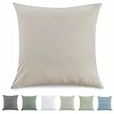 TOCOMOA Kissenbezug 80x80 cm 2er Set - 100% Gewaschene Baumwolle Kissenbezüge Oeko-TEX Zertifiziert, Leinenoptik und Atmungsaktiv Kissenhülle, Dunkel Beige Kopfkissenbezug mit Reißverschluss