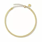 GD GOOD.designs Fußkettchen für Damen - Flache Schlangenkette (3mm) in 18K Gold I Wasserfest & Verstellbar (22-27cm) - Goldene Fußkette aus 316L Edelstahl