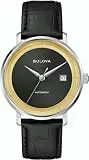 Bulova Herren Armbanduhr Rat Pack Automatik mit schwarzem Lederarmband, Gehäusedurchmesser: 40 mm, 96B406