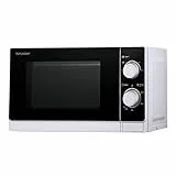 Sharp R200WW Solo-Mikrowelle / 20 L / 800 W / 5 Leistungsstufen/Timer Von 35 Minuten Bis 00 Sekunden/Gewichtgesteuertes Auftauen/Energiesparmodus/Glasdrehteller (25,5 Cm) / WeiÃŸ