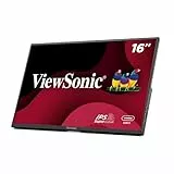 ViewSonic VA1650 16 Zoll 1080p FHD IPS Tragbarer Monitor mit integriertem Ständer, 60W USB-C, Mini HDMI, Schutzhülle und Lautsprechern für PC, Mac, Spielekonsolen, Smartphones