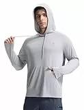 baleaf Herren Kapuzenpullover Sommer Rashguard Langarm Schnelltrocknendes Schwimmshirts für Schwimmen UPF 50+ Kapuzenpullover UV Pullover Langarm Grau XL