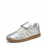 DREAM PAIRS Damen-Sneaker mit klobiger, lässiger Plateausohle,Size 39,Silber,DWUMFN2547