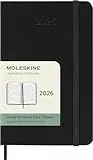Moleskine Wochenplaner, Horizontale Wochenagenda 2026 12 Monate, Mit Festem Einband und Elastischem Verschluss, Pocket-Format 9x14, Farbe Schwarz