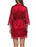 Balancora Damen Morgenmantel Satin Rot XL