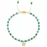 JENDEAR Damen Türkis Fußkettchen, mit Seestern-Elementen, 18K Vergoldung, 925er Silber Fußkette, ideal für den Sommer, Boho-Chic