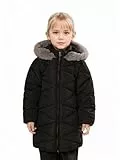 SOLOCOTE Mädchen Wintermäntel mit Kapuze Sherpa gefüttert Leichte Jacke Dick Warm Puffy Wasserdicht Winddicht Baumwolle Glänzende Jacken Schwarz 3-4 Jahre