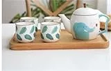 CPDDNGZMKK Teetassen-Sets Haushalt Knochen Teekanne Tasse Set Blume Tee Milch Kaffee Koreanische Cartoon Tier Kaninchen Elefanten Keramik Tee-Set Reise-Teeset(Type-B)