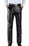 Panegy Verdickt Winter Lederhose Herren Business Gerade Bein Kunstleder Hosen Wasserdicht Jeans Lederjeans