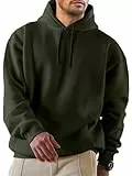 Elegancity Hoodie Herren Kapuzenpullover Langarm Pullover Einfarbig Sweatshirts Basic Sweat Hoodie Baumwolle Winter Casual Grün L