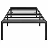 Yaheetech Bettrahmen 90 x 190 cm Metallbett Bettgestell aus Metall, Modern Jugendbett mit Lattenrost, Doppelbett Einzelbett Schwarz 41cm H