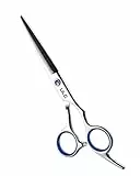 Haarschneideschere, ULG Professionelle Haarschere 5,5 Zoll Rechtshänder Rasierklinge Friseurschere Salon Haarschneideschere aus japanischem Edelstahl, handgeschliffen, blau