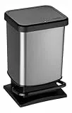 Rotho Paso Mülleimer 20l mit Pedal und Deckel, Kunststoff (PP) BPA-frei, carbonmetallic, 20l (29.3 x 26.6 x 45.7 cm)