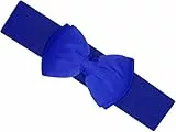 Ro Rox Vera 1950er Jahre Vintage Retro Pin-Up Breiten Elastischen Satinbogen Gürtel (Blau, L)