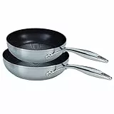 Circulon SteelShield Edelstahl Pfannenset Induktion - 2er Set Bratpfannen 20 cm und 26 cm, spülmaschinenfest pfannenset 2 teilig mit genietete stay-cool griffe