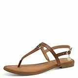 s.Oliver Damen Sandalen flach aus Leder Zehentrenner, Braun (Cognac), 42 EU