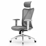SIHOO M18 Ergonomischer Bürostuhl, Computer-Schreibtischstuhl mit Verstellbarer Kopfstütze und Lendenwirbelstütze, hohe Rückenlehne, Chefsessel für Heimbüro, Dunkelgrau