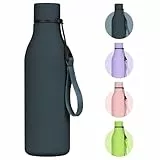 flintronic 550ml Trinkflasche mit Gurt, Edelstahl Trinkflasche Hält 24 Stunden Kalt / 12 Stunden Heiß, Doppelwandige Vakuum Wasserflasche, BPA-frei, Auslaufsichere (Dunkel Blau)