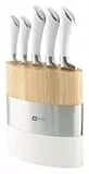 Richardson Sheffield FUSION Messerblock, Holz, inkl. 5-teiliges Messer-Set, Küchenmesser, Allzweckmesser, Kochmesser, Fleischmesser & Brotmesser, ergnomomischer Griff, edles Design, Weiß/Braun