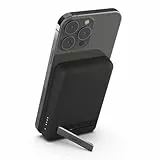 Belkin magnetische 5000-mAh-Powerbank, externer Handy-Akku, kompatibel mit MagSafe, mit Passthrough-Ladefunktion und Ständer, 7,5 W Ausgang, 10 W Eingang, kompatibel mit iPhone 16, 15, 14 – Schwarz