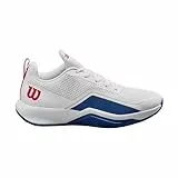 Wilson Herren Rush Pro Lite Sneaker, White/Deja Vu Blue/Wilson Red, 44 EU